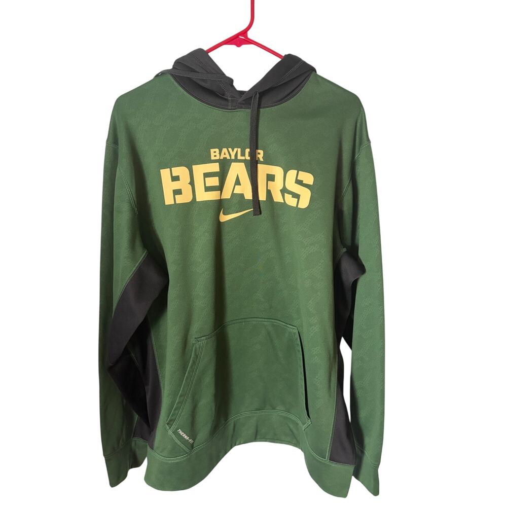 Nike Baylor Bears Therma-Fit Hoodie Men's L Green Black NCAA Pullover Sweatshirt